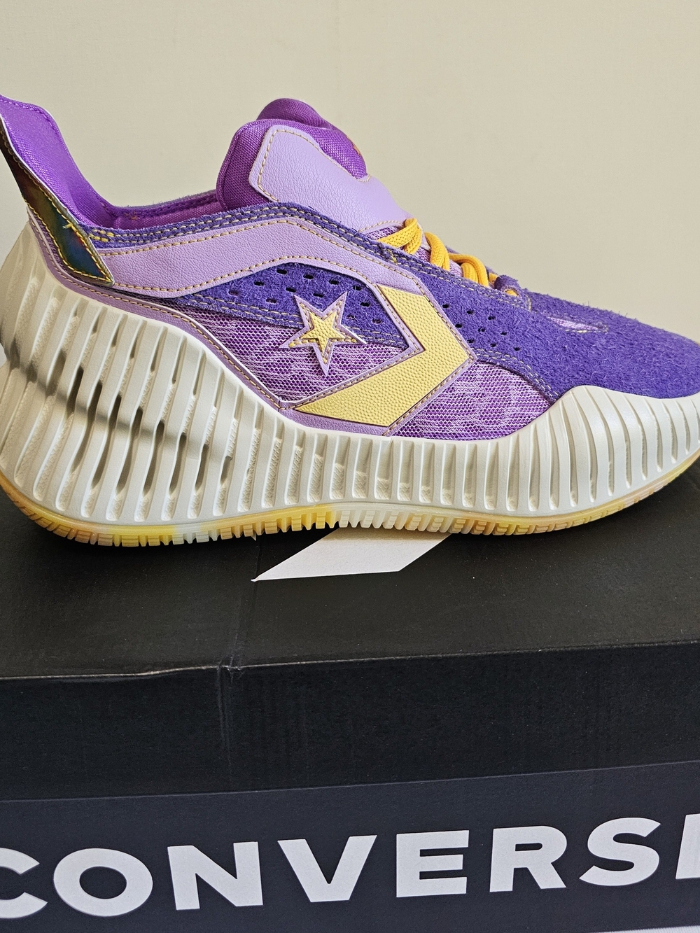 Converse Purple & Yellow Star Sneakers M9 OR W10.5